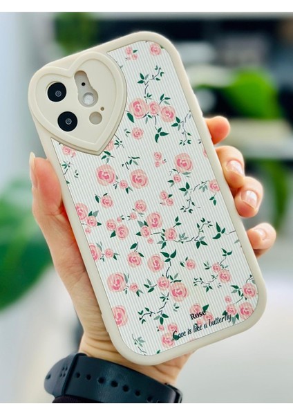 Aksesuar 12 ve 12 Pro ile Uyumlu Kaplama Mini Çiçek Tasarımlı Yumuşak Silikon Kamera Korumalı Kılıf