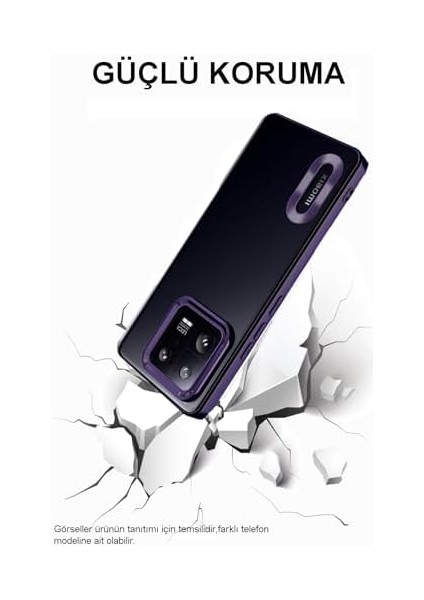 Iletişim Mi 13 ile Uyumlu Kapak ile Uyumlu Yanları Renkli Lens Korumalı Logo Gösteren Şeffaf Silikon Kılıf - Siyah fiyatları