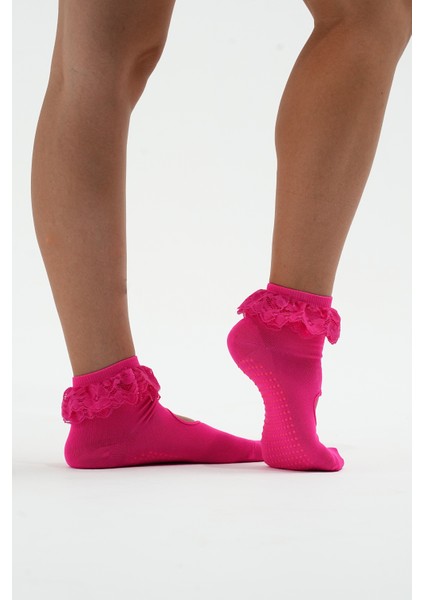 M'tutu Pembe Dantel Kaydırmaz Spor Çorap