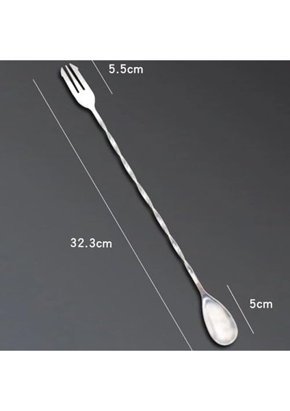 304 Çelik 32 cm Çift Başlı Barmen Kokteyl Karıştırma Kaşığı Profesyonel Şık modelleri