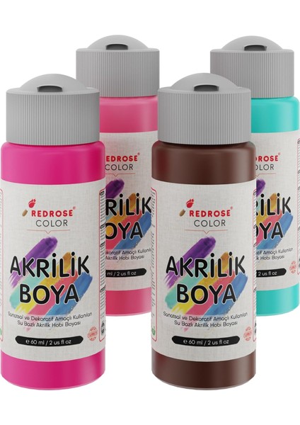 Rose Tamamlayıcı Renkler Akrilik 4&apos;lü Set 4X60 ml
