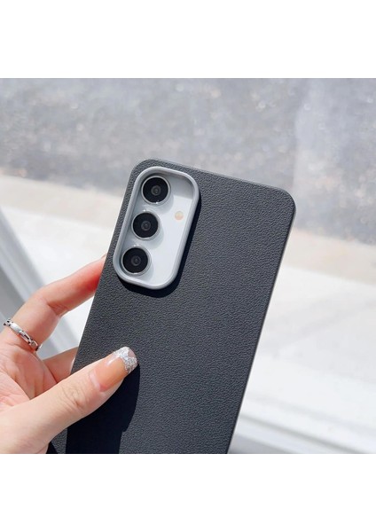 Galaxy S25 / S24 ile Uyumlu Pu Deri Kılıf Içi Kadife Metal Çerçeve Darbeye Karşı Koruyan Ince Deri Hissi [galaxy S25 / S24 Pu Deri] (Siyah)