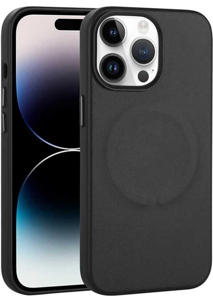 Psr Aksesuar Siyah Pu Deri Şarj Özellikli Derix Kılıf-Siyah 14 Pro Max ile Uyumlu