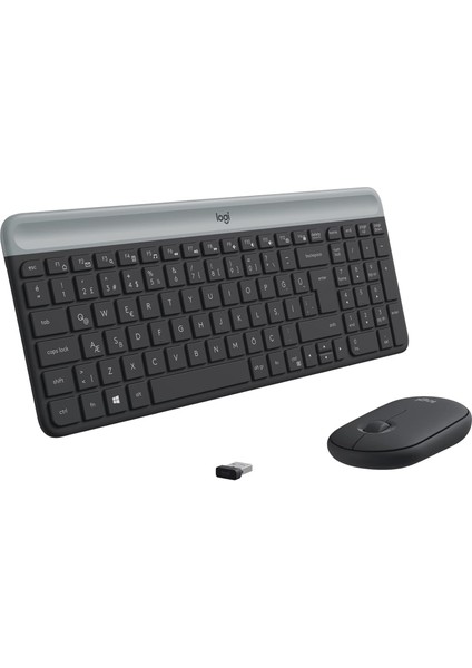 MK470 Slim Combo Kablosuz Klavye Mouse Seti, 12 Fn Kısayolu ile Kompakt Klavye, Sağ ve Sol Elle Kullanılabilir, 10 M Kullanım Mesafesi, Sessiz, Türkçe Q Klavye, Siyah