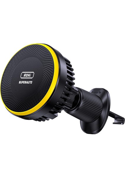 Kendinden Soğutmalı Araç Montaj Şarj Cihazı, 15 W Kablosuz Manyetik Telefon Tutucu Süper Otomatik Hızlı Araç Şarj Cihazı Hava Firar Için 16 Pro Max 15 14 13 ile Uyumlu, Siyah