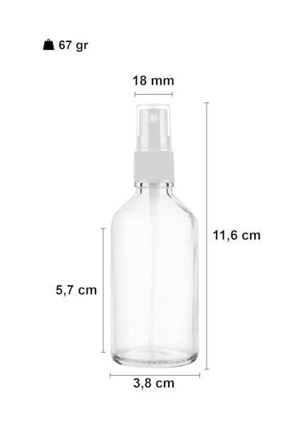 50 ml Beyaz Spreyli Şeffaf Cam Şişe 50 cc Sızdırmaz Kapaklı Fısfıs Beyaz Cam Şişe 6 Adet fiyatları