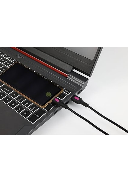 Micro USB Hızlı Şarj Kablosu (Siyah + Fuşya/siyah Uç) (150 Cm) modelleri