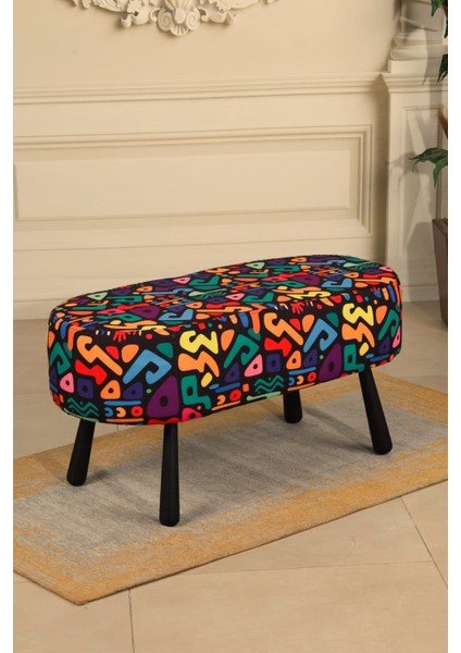 benco dekoratif bench - modern renkli - gürgen ayaklı - oval puf - çok amaçlı kullanım - modern bench