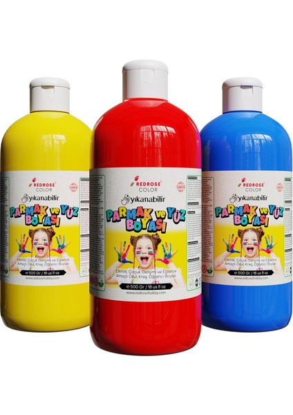 Rose Kırmızı, Mavi, Sarı Parmak 3&apos;lü Set 3X500 gr