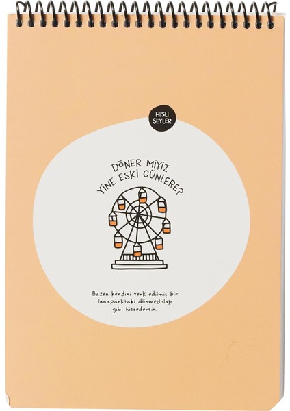 Hisli Şeyler &apos;döner Miyiz Yine Eski Günlere&apos; Çizgili Üstten Spiralli Defter, A5, 80 Yaprak