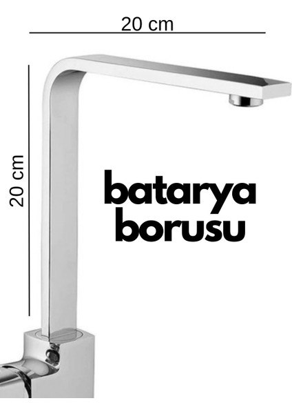 Krom Mutfak Evye Batarya Için Köşeli Su Borusu Paslanmaz ve Eca Uyumlu 20X20 ( Lisinya )