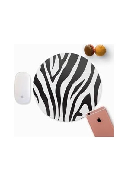 Şık Zebra Desenli Yuvarlak Mouse Pad - Mousepad - Mouse Pad - Fare Altlığı modelleri