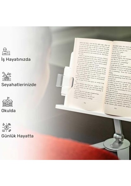 Npo STD007 Okuma Açısı Ayarlı Koruma Kıskkaçlı Alüminyum&abs Kitap/tablet/dergi Standı Modern Rahle modelleri