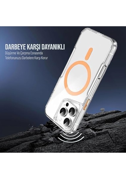 ile Uyumlu Şeffaf Sert Mika Sararmaz Renkli Kılıf (Turuncu, 16 Pro Max) fiyatları