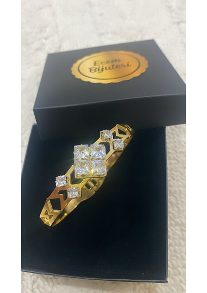 Çelik Altın Kaplama Taşlı Kelepçe Bileklik fiyatları