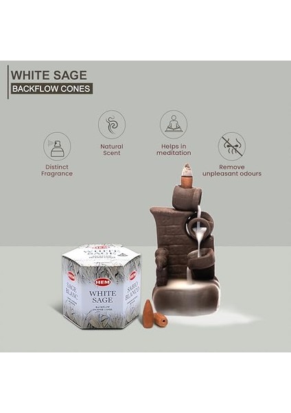 Tütsü Geri Akış Şelale Beyaz Adaçayı Kokulu 40 Konik Tütsü - Backflow Incense Cones modelleri