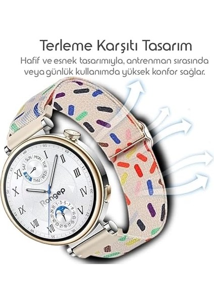 Serisi 18MM Esnek Kumaş Kordon ile Uyumlu Gt5 41MM/GT5 Pro 42MM/GT4 41MM Için Terleme Karşıtı Nefes Alabilen Bileğe Göre Ayarlanabilen Elastik Kayış modelleri
