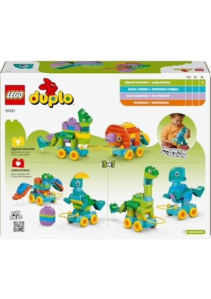 Kasabası 3’ü 1 Arada Tekerlekli Dinozorlar 10451 - Dinozor Seven 3 Yaş ve Üzeri Çocuklar Için Eğitici ve Yaratıcı Oyuncak Yapım Seti, Doğum Günü HEDIYESI(108 Parça) fiyatları