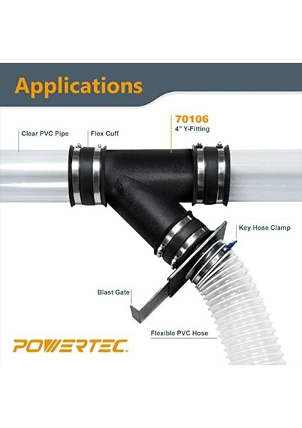 70106 10CM Y-Fitting Dust Hose Connector, New, modelleri