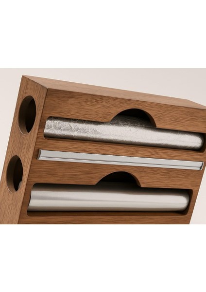 Akasya Ağacı Asılabilir Streç Film ve Folyo Kesici, Mutfaklarda Pratik ve Şık Çözüm Sunan, Duvara Monte Edilebilir Streçlik ve Folyoluk Aleti, Dayanıklı (2 Gözlü) fiyatları