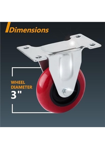 650LBS Yüklü 3 Inç Sabit Teker Tekerlekleri, Ağır Hizmet Tipi Plaka Tekerleri, Mobilya, Araba, Dolly ve Tezgahlar Için Sert Sabit Kauçuk Tekerlek Tekerlekleri (17207) modelleri