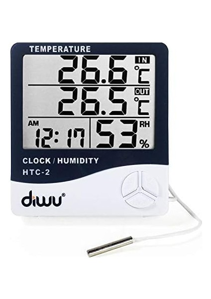 Htc-2 Problu Termometre Nem Ölçer Saat Takvim modelleri