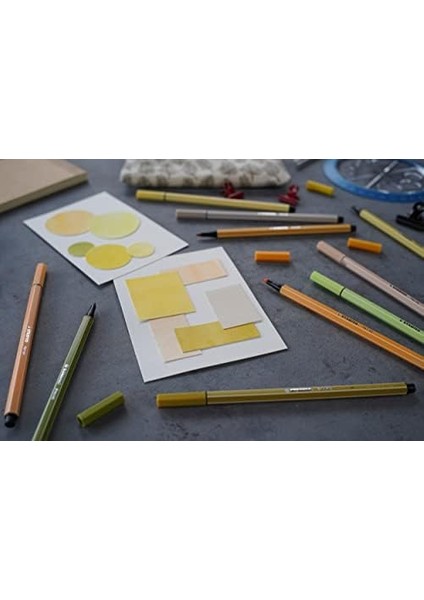 Point 88 & Pen 68 Pastellove - Keçe Uçlu ve Keçe Uçlu - 12&apos;li Paket - Çeşitli Renkler modelleri