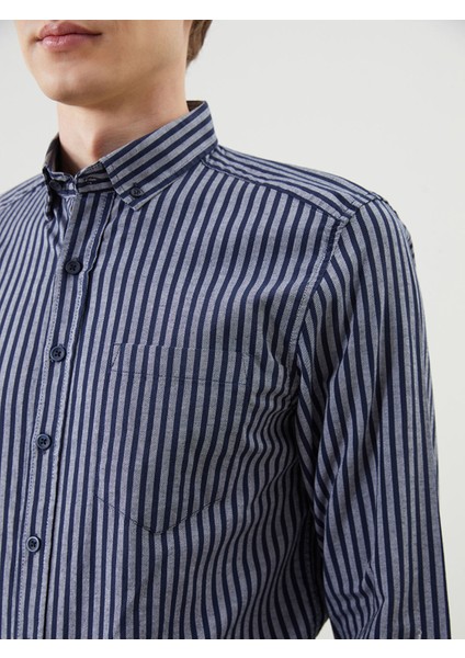 Yeni Sezon Regular Fit Uzun Kollu Çizgili Erkek Gömlek modelleri