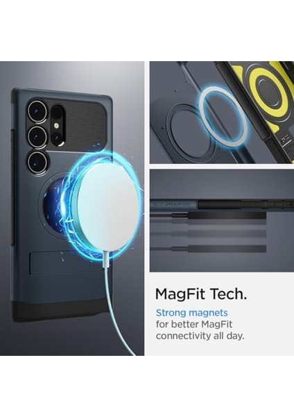 Galaxy S24 Ultra ile Uyumlu Kılıf Slim Armor Magfit Metal Slate - ACS07188 modelleri