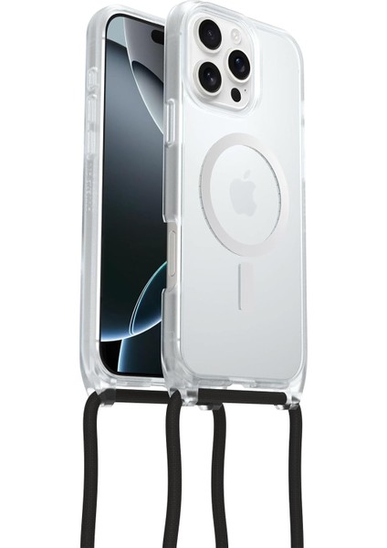 16 Pro Max Uyumlu Magsafe&apos;li React Kolye Kılıfı, Ayarlanabilir ve Çıkarılabilir Cep Telefonu Zincirine Sahip Ultra Ince, Koruyucu Kılıf, Şeffaf