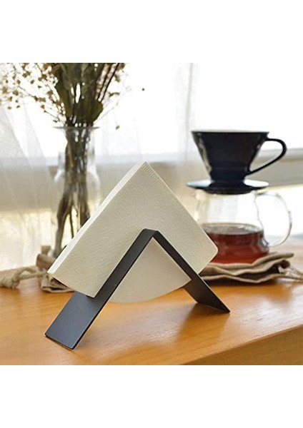 Filtre Kahve Kağıdı Tutucu Aparatı Dekoratif Metal Peçetelik, Siyah fiyatları
