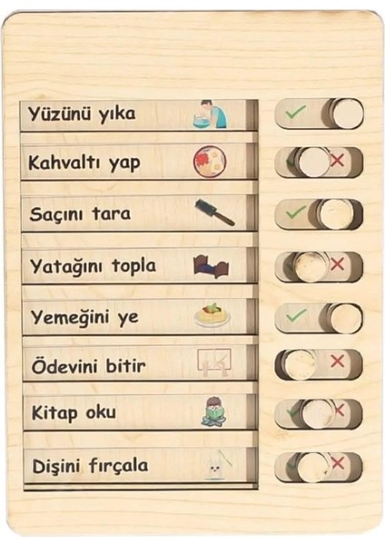 Ahşap Günlük Rutin ve Sorumluluk Panosu Çocuklar Için Eğitici Görev Takip Tablosu