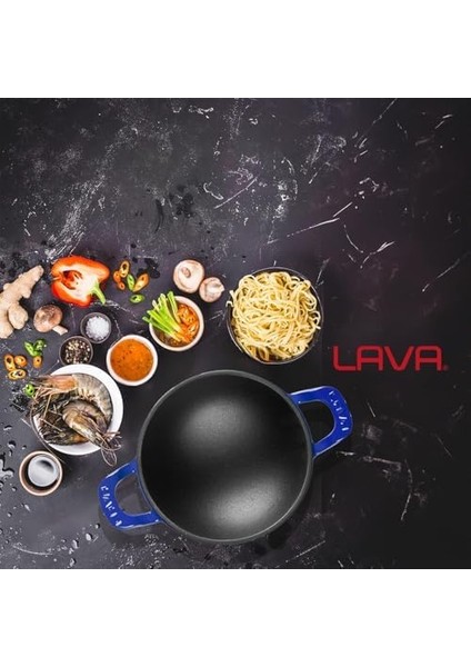 Döküm Mini Wok Yekpare Kulplu Çap 16CM Mavi modelleri