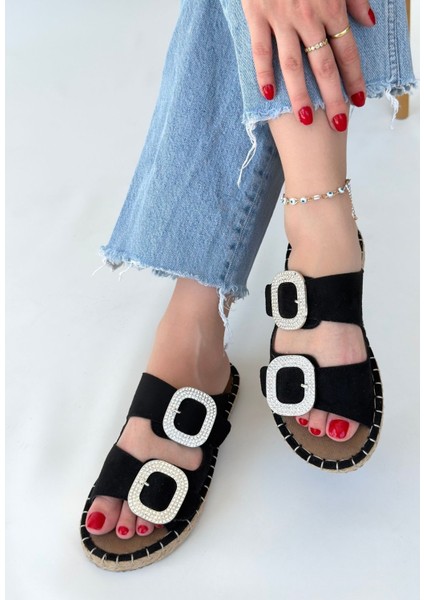 Hertas Siyah Nubuk Tokalı Terlik - Lisinya modelleri