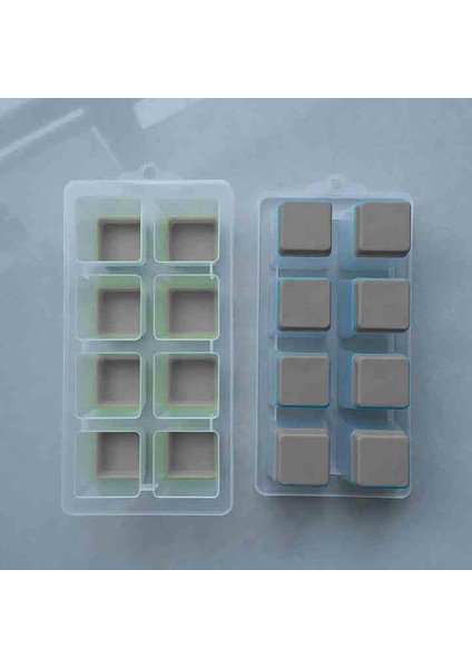 8&apos;li Silikon Buz Kalıbı, Büyük Boy Kare Şekilli ( Gri)