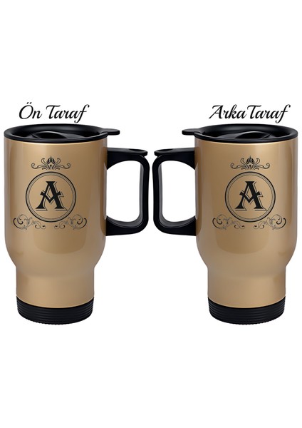 Kişiye Özel Kulplu Çelik Termos Bardak Harf Temalı