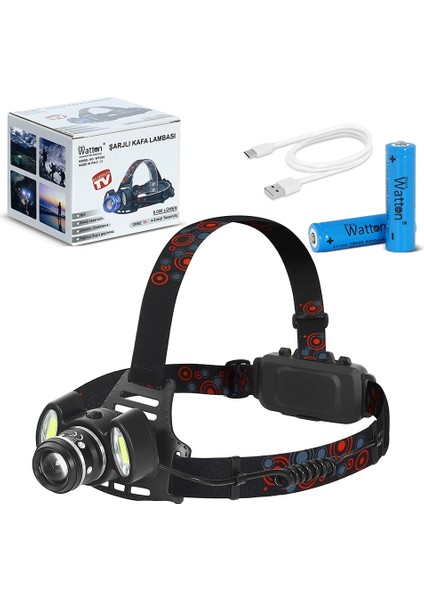 6000 Lümen 3 Başlık Şarjlı Kafa Lambası WT-630 - Lisinya