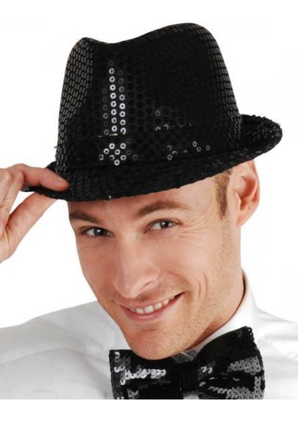 Disko Siyah Payetli Fötr Şapka Yetişkin Boy - Lisinya fiyatları