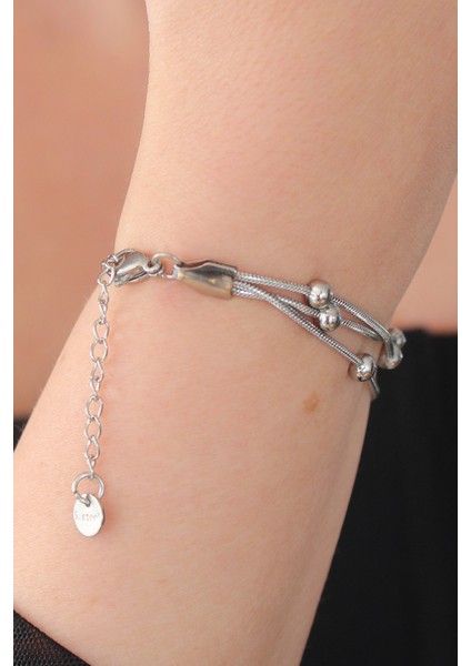 316L Çelik Gümüş Renk Minimal Top Figür Kadın Bileklik - Lisinya fiyatları