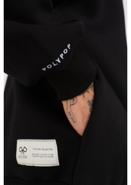 Fire Flame Oversize Fit Cepli Bisiklet Yaka Sweatshirt fırsatları