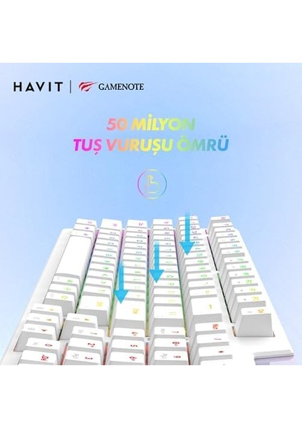 Gamenote KB885L Rgb Backlit Gaming Mekanik Klavye Beyaz modelleri