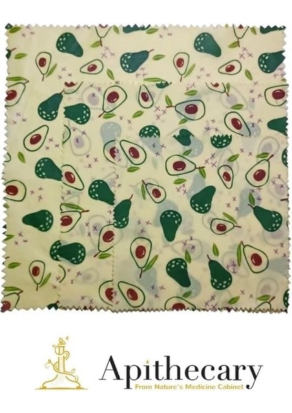 Gıda Sargısı - Avakado Desenli-Organik– Yeniden Kullanılabilir - Çevre Dostu - Sıfır Atık - Ekmek ve Sandviç Sargısı - Sürdürülebilir- Yeniden Kullanılabilir, 3&apos;lü Set (S,m,l) modelleri