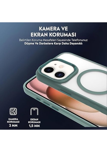 Kılıf Şarj Özellikli Krom M-Safe Uyumlu Silikon Sararmaz Kapak (Yeşil, 11) fiyatları