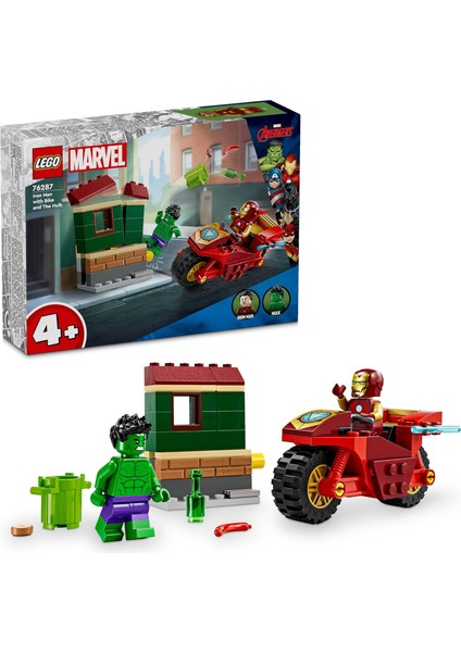 | Motosikletli Iron Man ve Hulk 76287-4 Yaş ve Üzeri Süper Kahraman Sevenler Için Ngers Minifigürleri Içeren Yaratıcı Oyuncak Yapım Seti (68 Parça)