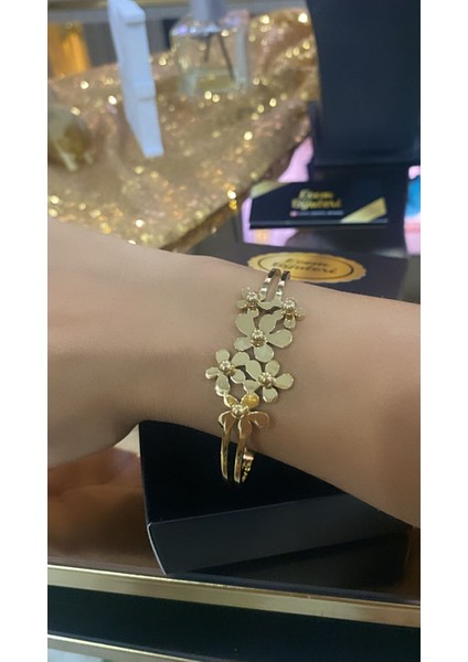 Çelik Altın Kaplama Çiçek Kelepçe Bileklik fırsatları