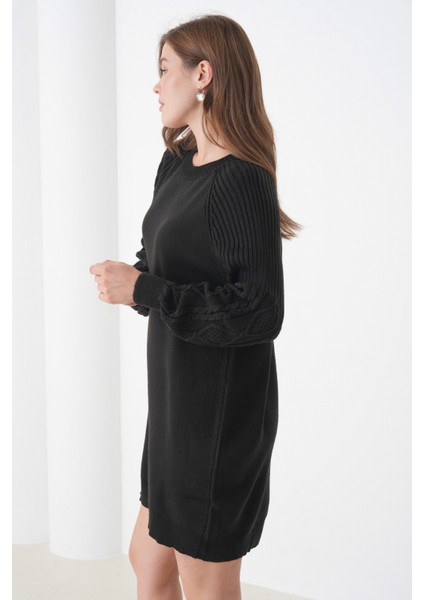 Kadın Kolları Uzun Kendinden Dokulu Bisiklet Yaka Tunik Boy Şık Kışlık Triko Kazak modelleri