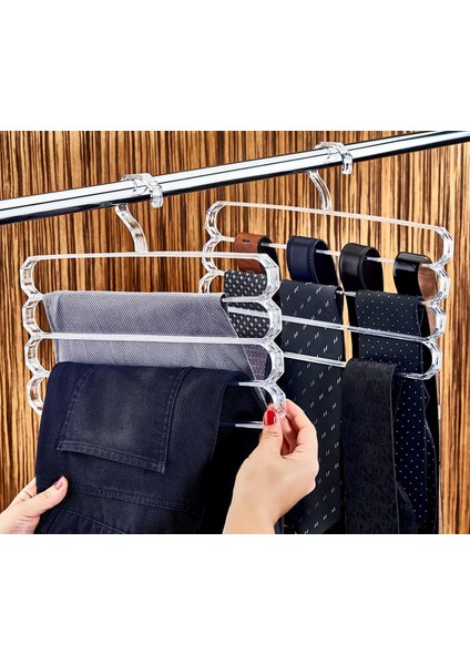 4 Gözlü Pratik ve Etek Askısı (Şeffaf), Kravat ve Fular Askısı