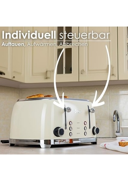 ZLN1214 60&apos;s Retro Ekmek Kızartma Makinesi -Krem- 4 Dilim Kapasite, 6 Kademeli Ayar, Donmuş Ekmek Çözme & Yeniden Isıtma Özelliği, 1500W fiyatları