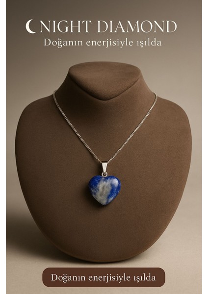 Kadın Kolye Lapis Doğal Taş Zincirli Kolye