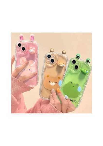 Go Aksesuar 13 ve 14 ile Uyumlu Kulaklı Tasarımlı Oyuncaklı Şeffaf Silikon Kılıf modelleri